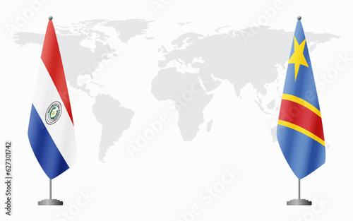 Paraguay and Congo Kinshasa flags for official meeting