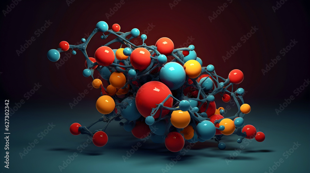 Molecular structure illustration close up on background, Generative AI