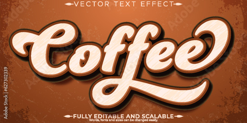 Coffee text effect, editable bean and brown text style