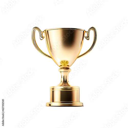 Gold trophy cup isolated on transparent background Generative AI