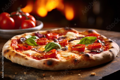 Wallpaper Mural italian pizza on a wooden board food photography close up, Generative AI Torontodigital.ca