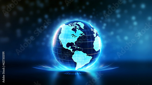  Globe design on blue background. modern digital art illustration  background  Generative AI