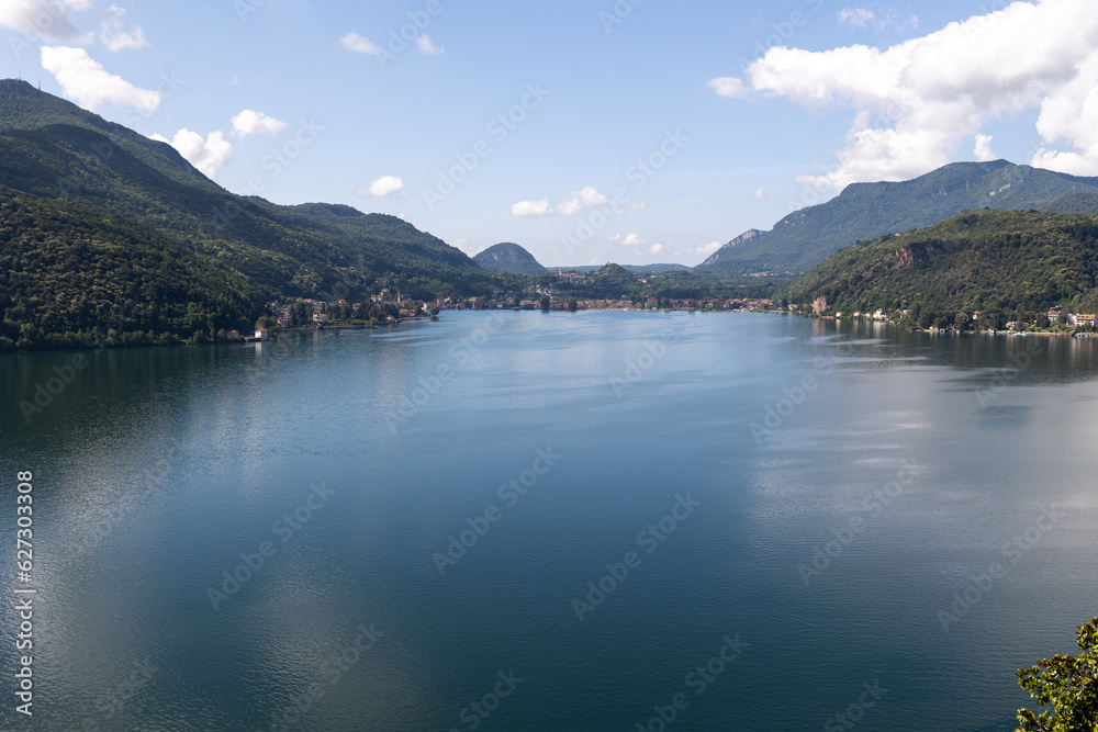 Lake Lugano from most beautiful city in the Swiss canton of Ticino -Morcote. Switzerland.