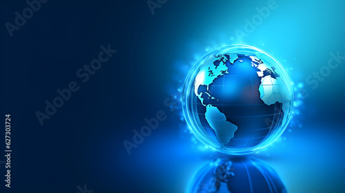  Globe design on blue background. modern digital art illustration  background  Generative AI