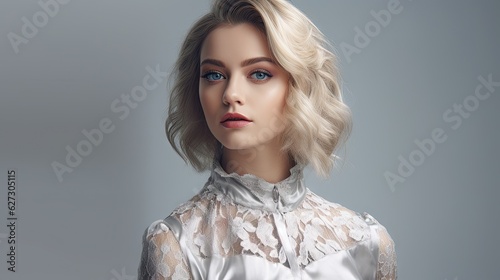 portrait of a blonde hair woman isolated background generative ai 