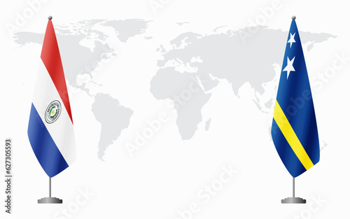 Paraguay and Curacao flags for official meeting