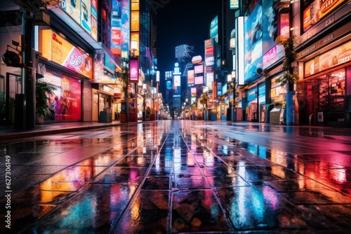 Canvastavla Futuristic City Scape in Osaka Wide Lens, Generative AI