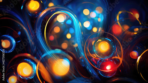 Colorful lights and colorful spirals made with optical fibers, in the style of zeiss otus, impressionist sensibilities, energetic impasto AI Generative photo