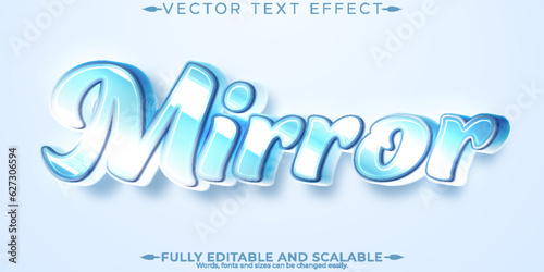 Mirror text effect, editable glass and shiny text style