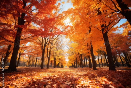 Breathtaking Display Of Autumn Leaves, Generative AI 