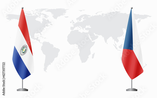 Paraguay and Czech Republic flags for official meeting