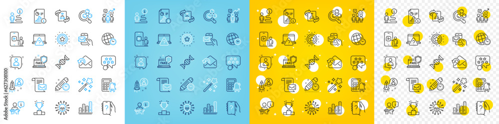 Vector icons set of Chemistry lab, Startup and Cyber attack line icons pack for web with Winner podium, Phone video, Calculator alarm outline icon. Support, Report, Magic wand pictogram. Vector Vector icons set of Chemistry lab, Startup and Cyber attack line icons pack for web with Winner podium, Phone video, Calculator alarm outline icon. Support, Report, Magic wand pictogram. Vector