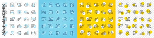 Vector icons set of Chemistry lab, Startup and Cyber attack line icons pack for web with Winner podium, Phone video, Calculator alarm outline icon. Support, Report, Magic wand pictogram. Vector