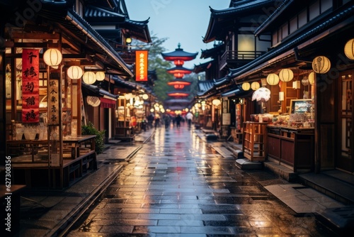 Bustling Shopping District In Kyoto  Generative AI