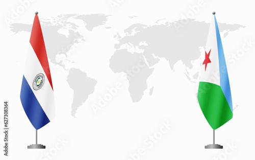 Paraguay and Djibouti flags for official meeting