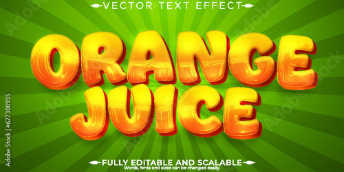 Orange juice text effect, editable fruit and tropic text style