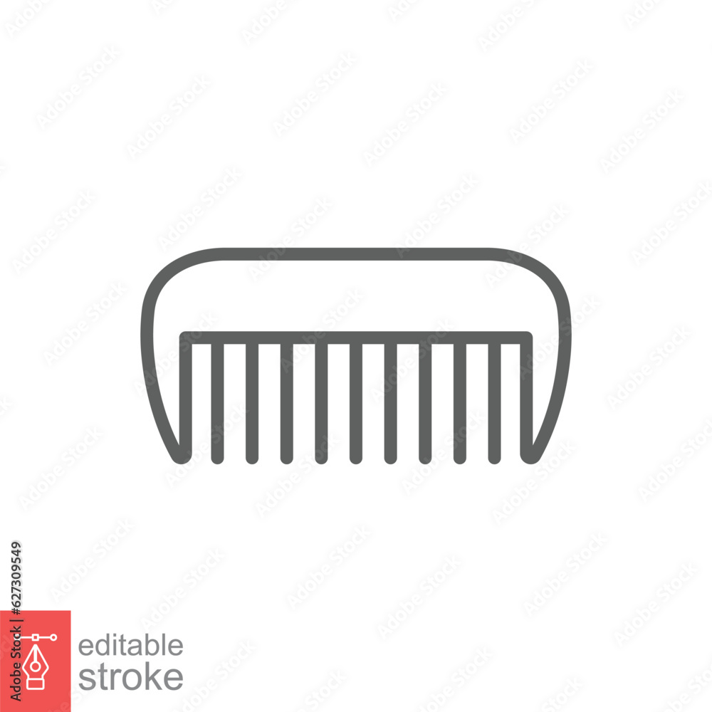 Comb icon. Simple outline style. Hair stylist tool, barber comb, fashion, beauty, hairstyle brush concept. Thin line symbol. Vector illustration isolated on white background. Editable stroke EPS 10. Comb icon. Simple outline style. Hair stylist tool, barber comb, fashion, beauty, hairstyle brush concept. Thin line symbol. Vector illustration isolated on white background. Editable stroke EPS 10.