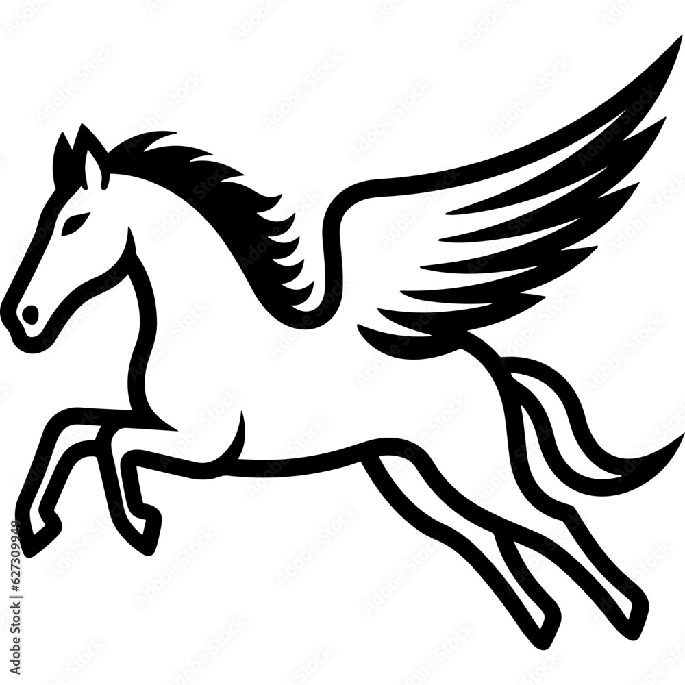 Pegasus winged horse silhouettelogo vector isolated Pegasus winged horse silhouettelogo vector isolated