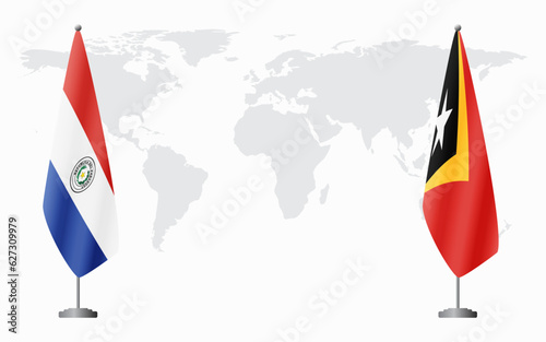 Paraguay and Timor-Leste flags for official meeting
