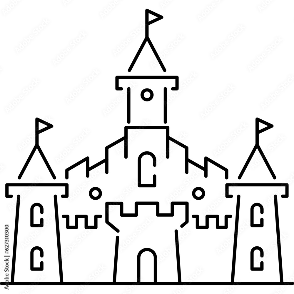 Castle Tower Line Icon