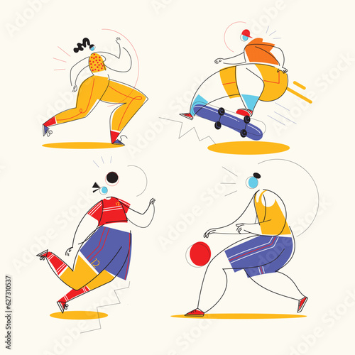Sport people character set. Collection of different sports activity.