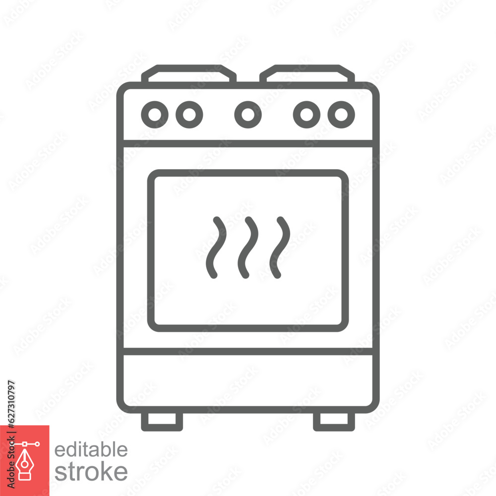 Stove icon. Simple outline style. Kitchen equipment, oven, furnace, gas, propane, restaurant concept. Thin line symbol. Vector illustration isolated on white background. Editable stroke EPS 10. Stove icon. Simple outline style. Kitchen equipment, oven, furnace, gas, propane, restaurant concept. Thin line symbol. Vector illustration isolated on white background. Editable stroke EPS 10.