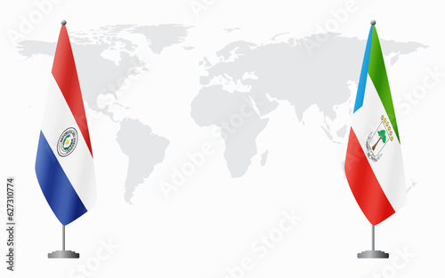 Paraguay and Equatorial Guinea flags for official meeting