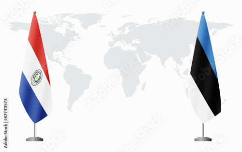 Paraguay and Estonia flags for official meeting
