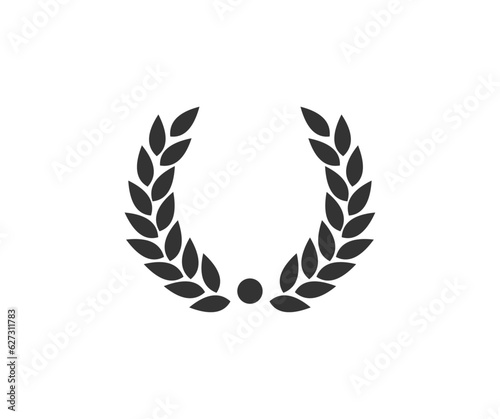 Laurel wreath of victory icon. Heraldic trophy crest, Greek and Roman olive branch award, winner round emblem vector design and illustration.