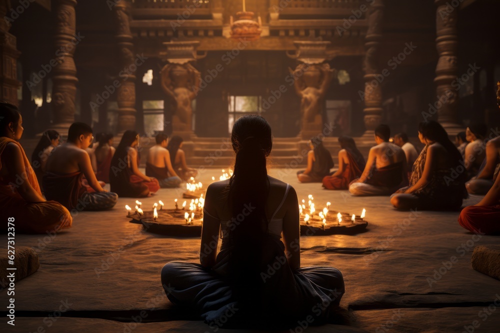 Serene Meditation Session In a Temple, Generative AI Serene Meditation Session In a Temple, Generative AI