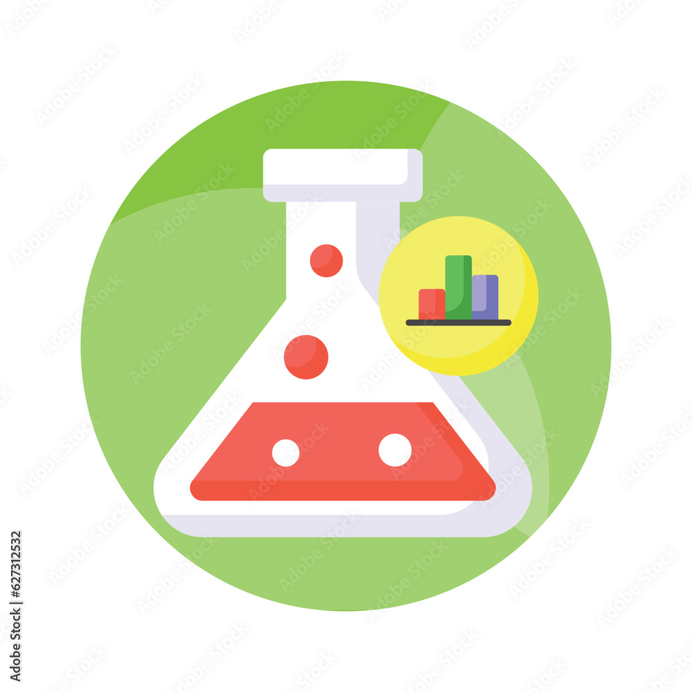 Flask with data chart denoting market data research vector design Flask with data chart denoting market data research vector design