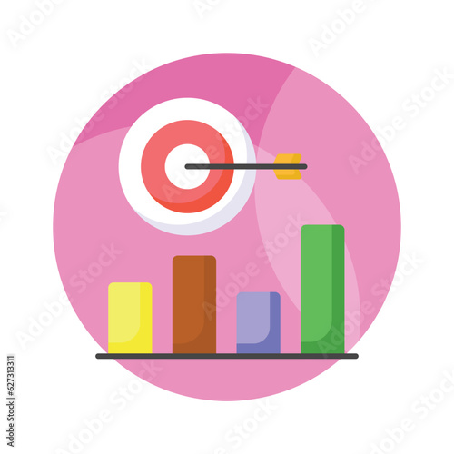 Business target vector design, isolated on white background, business analytics with target