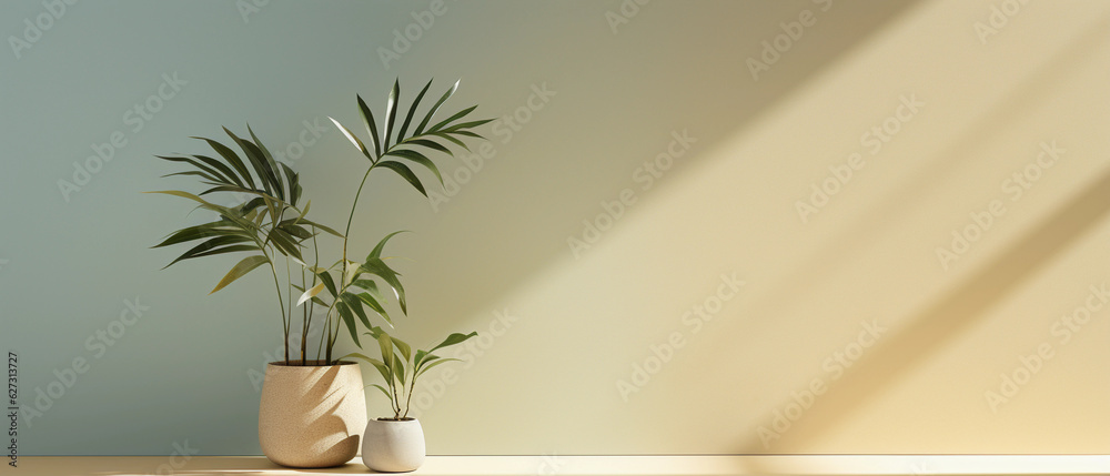 a light background image with a slight shadow of a plant for the presentation of various products or goods created by generative AI a light background image with a slight shadow of a plant for the presentation of various products or goods created by generative AI