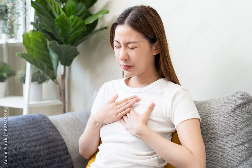 Acid reflux disease, suffer asian young woman have symptom