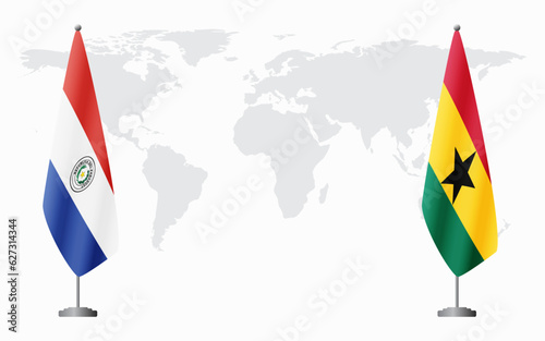 Paraguay and Ghana flags for official meeting