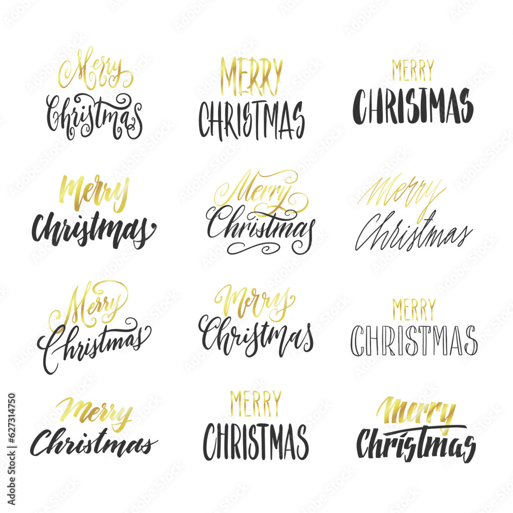 Fototapeta premium Handwritten Christmas greetings, modern calligraphy lettering