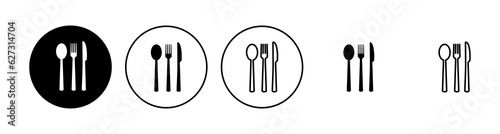 spoon and fork icon set. spoon, fork and knife icon vector. restaurant icon