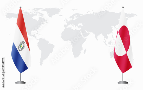 Paraguay and Greenland flags for official meeting