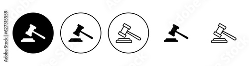 Gavel icon set. judge gavel icon vector. law icon vector. auction hammer
