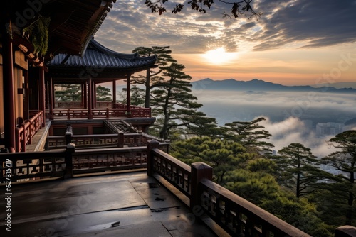 Stunning View From The Top of Mount Koya  Generative AI