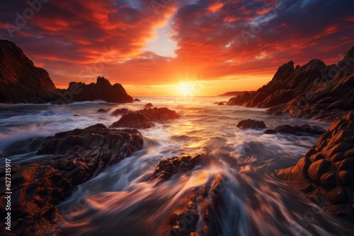Stunning Coastal Sunset, Generative AI