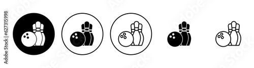 Bowling icon set. bowling ball and pin icon. bowling pins
