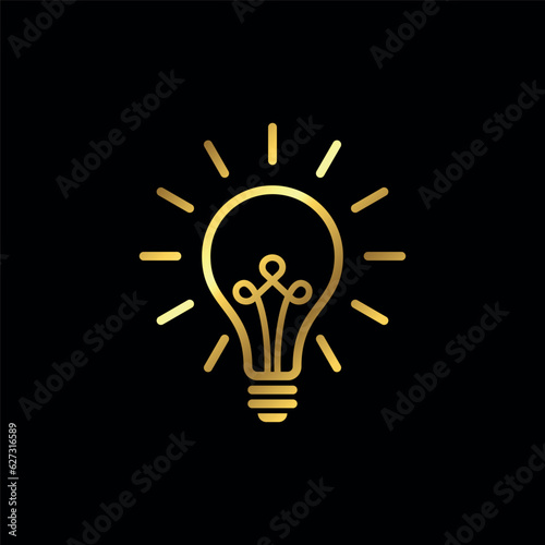 Gold Color Light Bulb Lamp Icon Vector Template