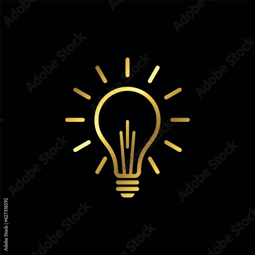 Gold Color Light Bulb Lamp Icon Vector Template