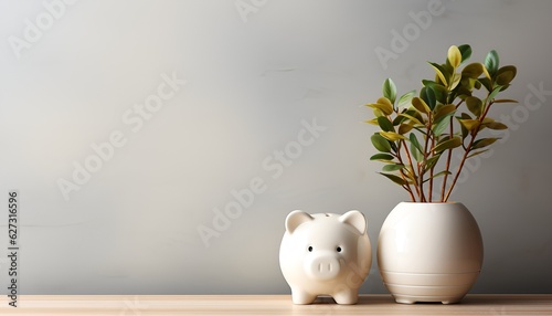 piggy bank with money in a vase
