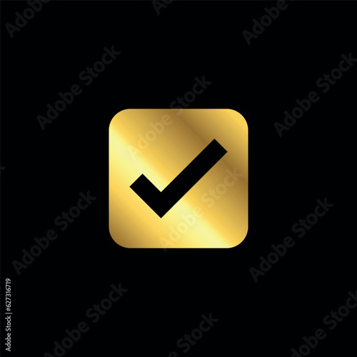 Free Download Gold Color Check Mark Checklist Badge Sticker Vector Template - GFXLoad