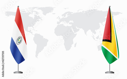 Paraguay and Guyana flags for official meeting