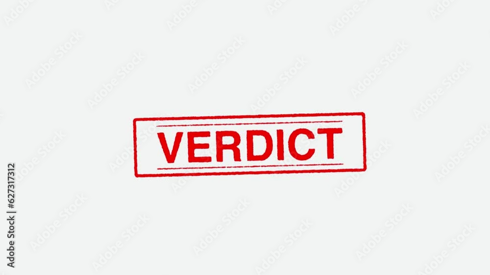 Close Up Real Hand Stamping Verdict Stamp on White Background Close Up Real Hand Stamping Verdict Stamp on White Background