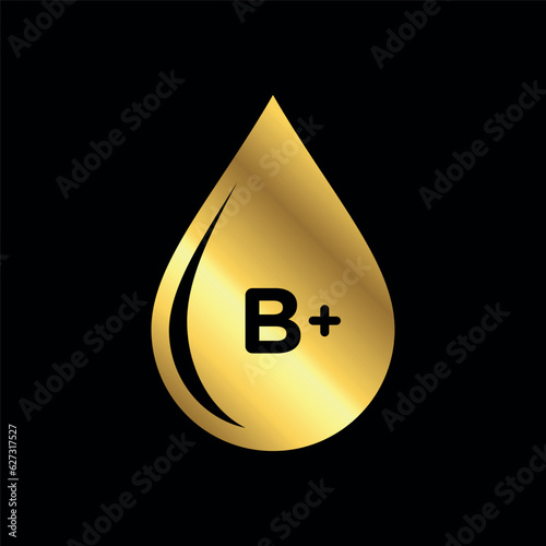 Gold Color Blood Group, Blood Type Medical Icon Vector