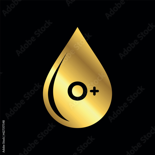 Gold Color Blood Group, Blood Type Medical Icon Vector